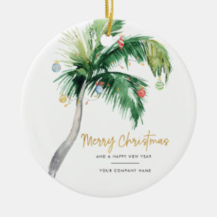 Palmenbaum-Geschäftslogo Frohe Weihnachten Keramik Ornament