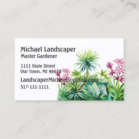 Palmenbaum, grün, rot - Blätter Natur Visitenkarte (Vorderseite)