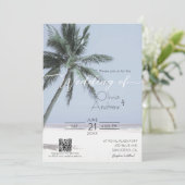 Palmenbaum Hochzeitsvorlage für Beach Themed Einladung (Stehend Vorderseite)