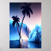 Palmenbaum in der Nähe von Eisberg und Ozean | AI  Poster (Vorne)