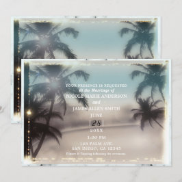 Palmenbaum Lights Vintage Tropical Beach Hochzeit Einladung