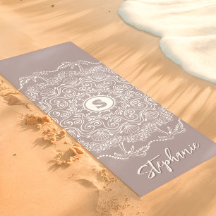Palmenbaum-Meeresschnecken-Mandala-Monogramm Laven Yogamatte