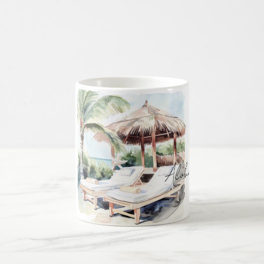 Palmenbaum Ozean Strand Kaffeetasse (Mittel)