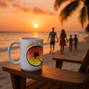 Palmenbaum Retro Sonnenuntergang Vorlage Kaffeetasse
