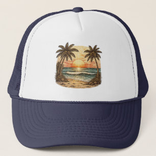 Palmenbaum - Retro-Stil Tropischer Strand Sonne So Truckerkappe