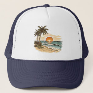 Palmenbaum - Retro-Stil Tropischer Strand Sonne So Truckerkappe