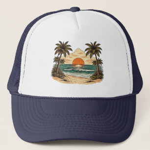 Palmenbaum - Retro-Stil Tropischer Strand Sonne So Truckerkappe
