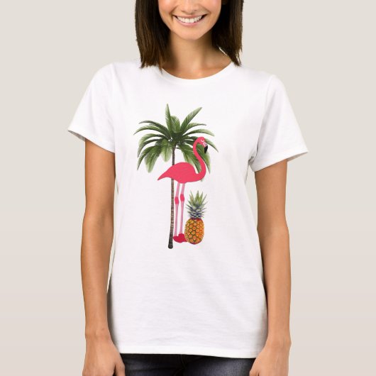 Palmenbaum, rosa Flamingo, Ananas Shirt (Vorderseite)