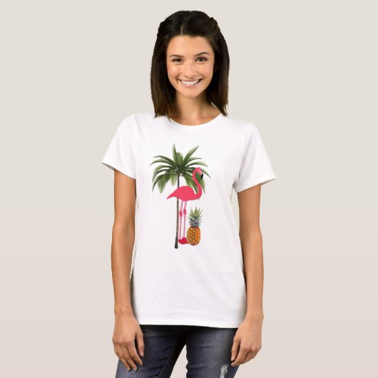 Palmenbaum, rosa Flamingo, Ananas Shirt (Vorne ganz)