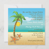 Palmenbaum & Seestrande Sommerhochzeit Einladung (Vorderseite)