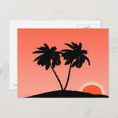 Palmenbaum Silhouette gegen Sonnenuntergang Orange Postkarte (Vorne/Hinten)