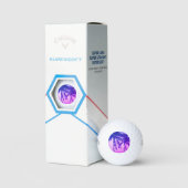 Palmenbaum Silhouette heiße Neonfarben Sonnenunter Golfball (Verpackung)