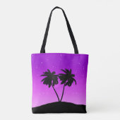 Palmenbaum Silhouette, Twilight Lila mit Sternen Tasche (Rückseite)