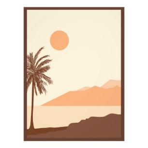 Palmenbaum-Sonnenuntergang, Insel, Boho-Abstrakte Fotodruck