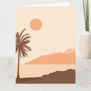 Palmenbaum-Sonnenuntergang, Insel, Boho-Abstrakte  Karte