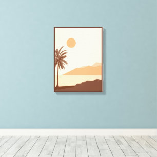 Palmenbaum-Sonnenuntergang, Insel, Boho-Abstrakte Leinwanddruck