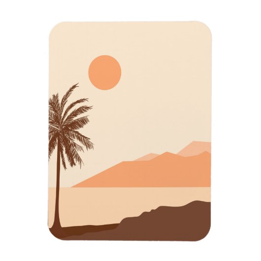 Palmenbaum-Sonnenuntergang, Insel, Boho-Abstrakte Magnet (Vertikal)