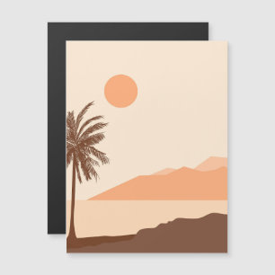 Palmenbaum-Sonnenuntergang, Insel, Boho-Abstrakte Magneteinladung