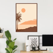 Palmenbaum-Sonnenuntergang, Insel, Boho-Abstrakte Poster (Heimbüro)