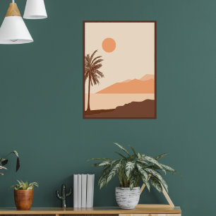 Palmenbaum-Sonnenuntergang, Insel, Boho-Abstrakte Poster