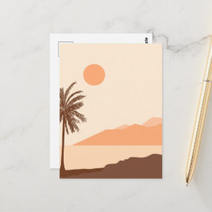 Palmenbaum-Sonnenuntergang, Insel, Boho-Abstrakte Postkarte