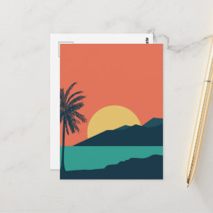 Palmenbaum-Sonnenuntergang, Insel, Boho-Abstrakte  Postkarte