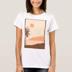 Palmenbaum-Sonnenuntergang, Insel, Boho-Abstrakte T-Shirt