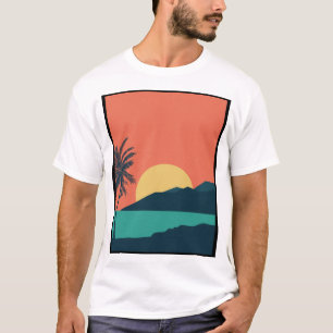 Palmenbaum-Sonnenuntergang, Insel, Boho-Abstrakte  T-Shirt