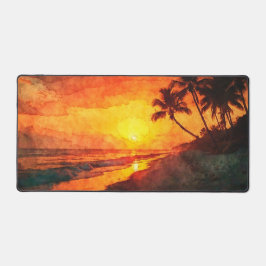 Palmenbaum Sonnenuntergang Strand Schreibtischunte Schreibtischunterlage