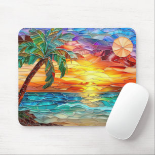 Palmenbaum Sonnenuntergang tropisch bunt Mousepad
