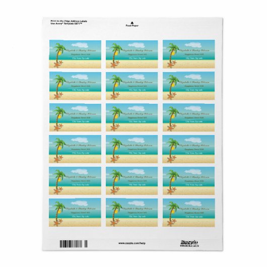 Palmenbaum & Stärchenseetikett Adressaufkleber (Vorne)