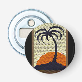 Palmenbaum Tropical Sun Natural Crochet Print Flaschenöffner