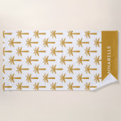 Palmenbaum tropischen Sommer botanischer Senf mode Strandtuch (Vorderseite)