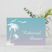Palmenbaum Tropischer Strand Hochzeit Probe Abende Einladung (Stehend Vorderseite)