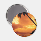 Palmenbaum über Wasser Magnet (Vorderseite/Rückseite)