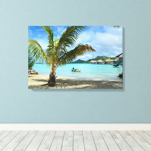 Palmenbaum und Leinwand des Badeortes (Insitu (Holzboden))