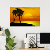 Palmenbaum und Sonnenuntergang Poster (Heimbüro)