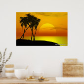 Palmenbaum und Sonnenuntergang Poster (Küche)