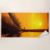 Palmenbaum und Sonnenuntergang Strandtuch (Vorderseite)