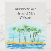 Palmenbaum und Strand Hochzeiten Wein Labels Weinetikett (Einzelnes Label)