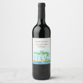 Palmenbaum und Strand Hochzeiten Wein Labels Weinetikett (Vorderseite)