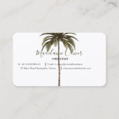 Palmenbaum Vintag tropisches Grün Elegant Visitenkarte (Rückseite)