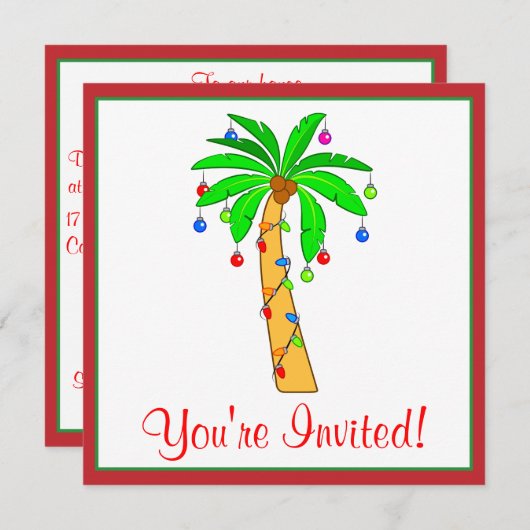 Palmenbaum zu Weihnachten dekoriert Einladung (Vorne/Hinten)