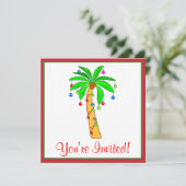 Palmenbaum zu Weihnachten dekoriert Einladung (Stehend Vorderseite)