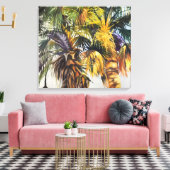 Palmenbäume farbenfrohe, beeindruckende Malerei Leinwanddruck (Insitu (Wohnzimmer))