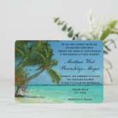 Palmenbäume Hochzeit in Urlaubsort Einladung (Stehend Vorderseite)