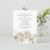 Palmenbäume Küste Moderne Wasserfarbenhochzeit Einladung (Stehend Vorderseite)