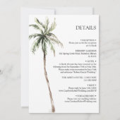 Palmenbäume tropische Wasserfarben auf einer Hochz Einladung (Rückseite)