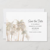 Palmenbäume und QR-Code Hochzeiten Save The Date (Vorderseite)