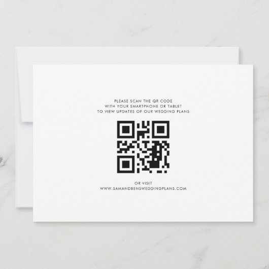 Palmenbäume und QR-Code Hochzeiten Save The Date (Rückseite)